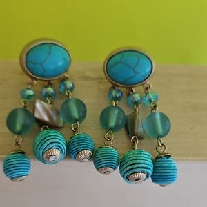 Chicos Pierced Turquoise Blue Earrings.